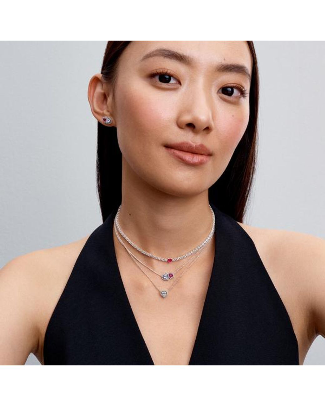 Pandora Red Halo Hearts Stud Earrings