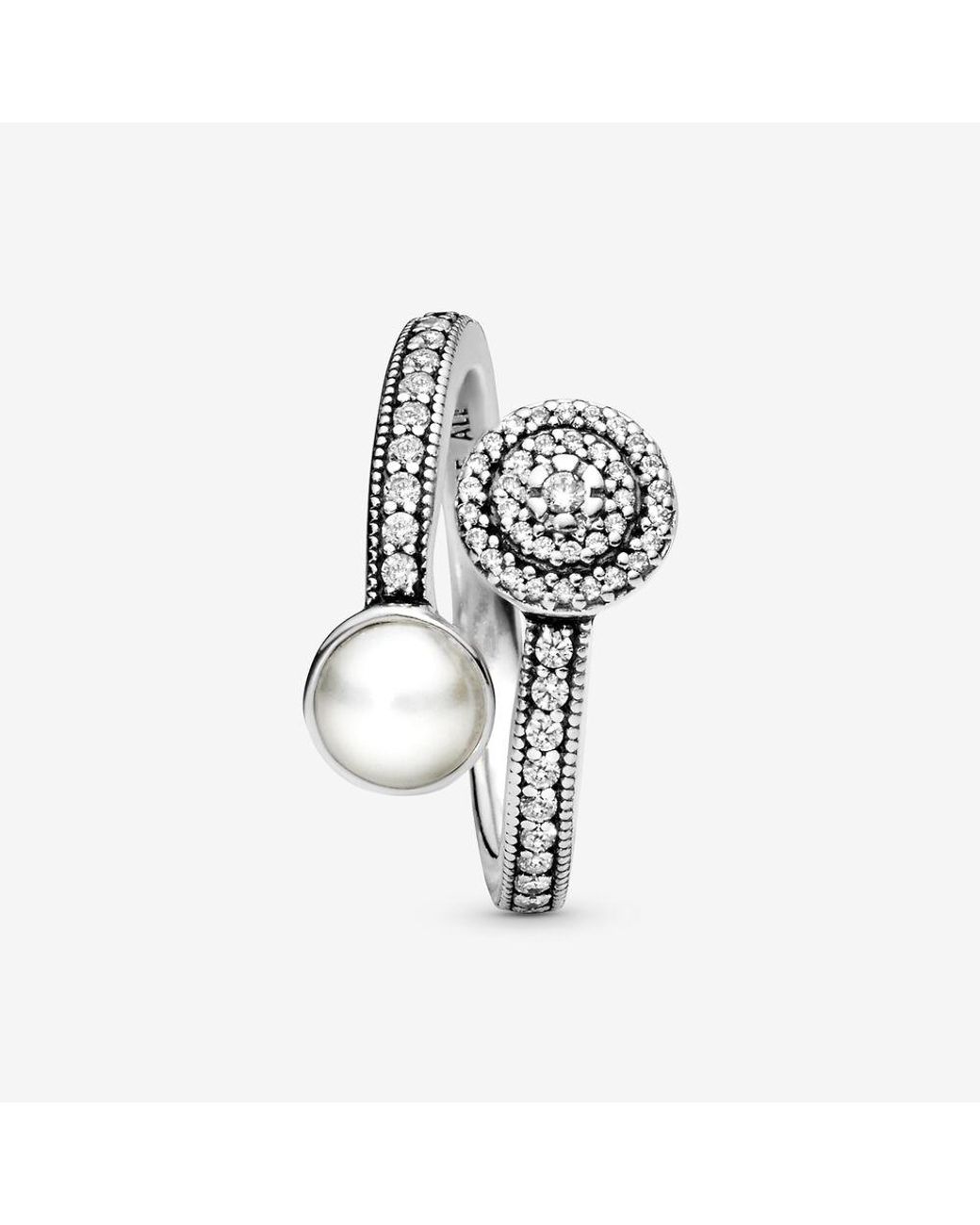 PANDORA Silver Cz Crystal Luminous Glow Ring in Metallic Lyst UK