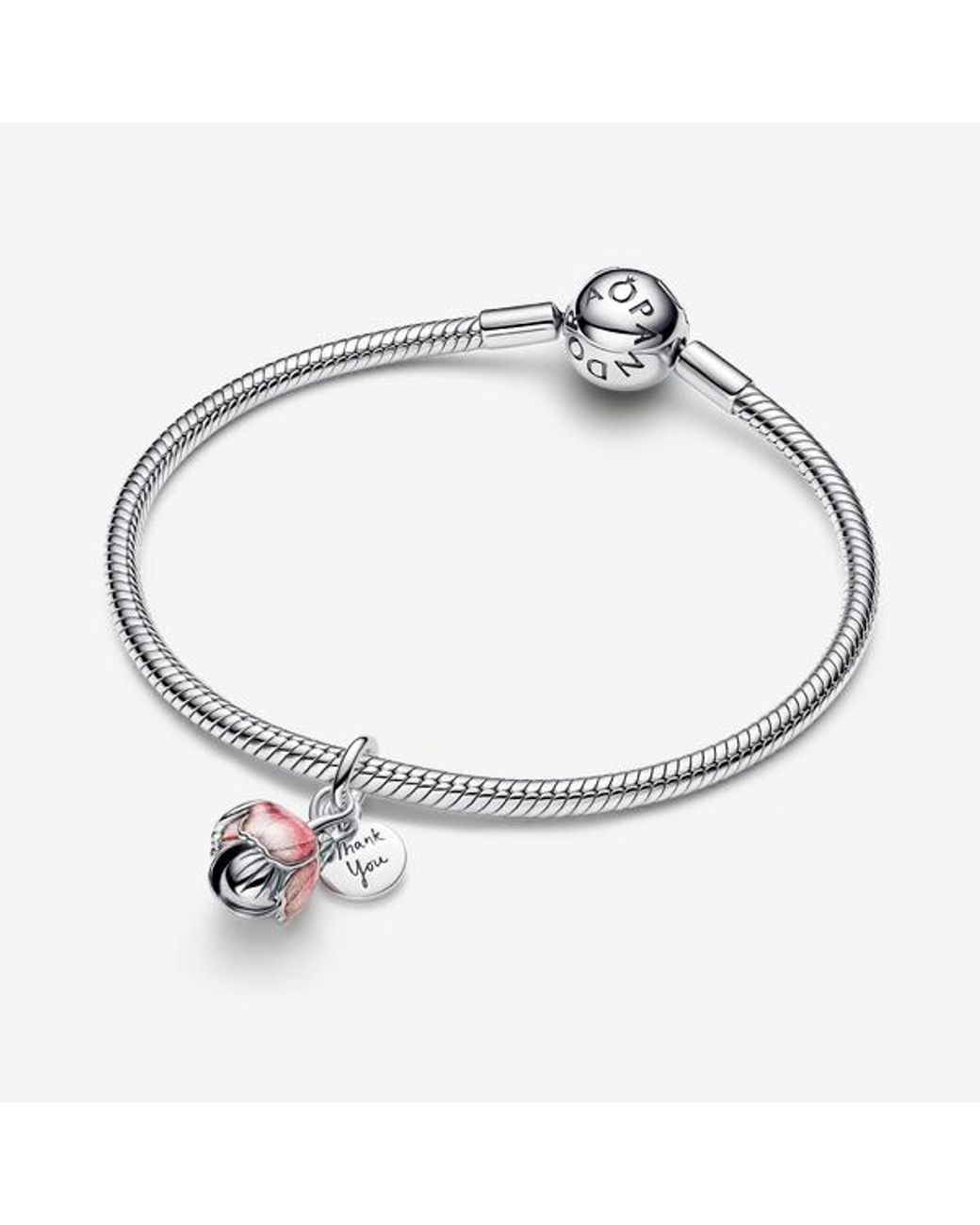 Pandora Pink Two-Tone Blooming Flower Dangle Charm