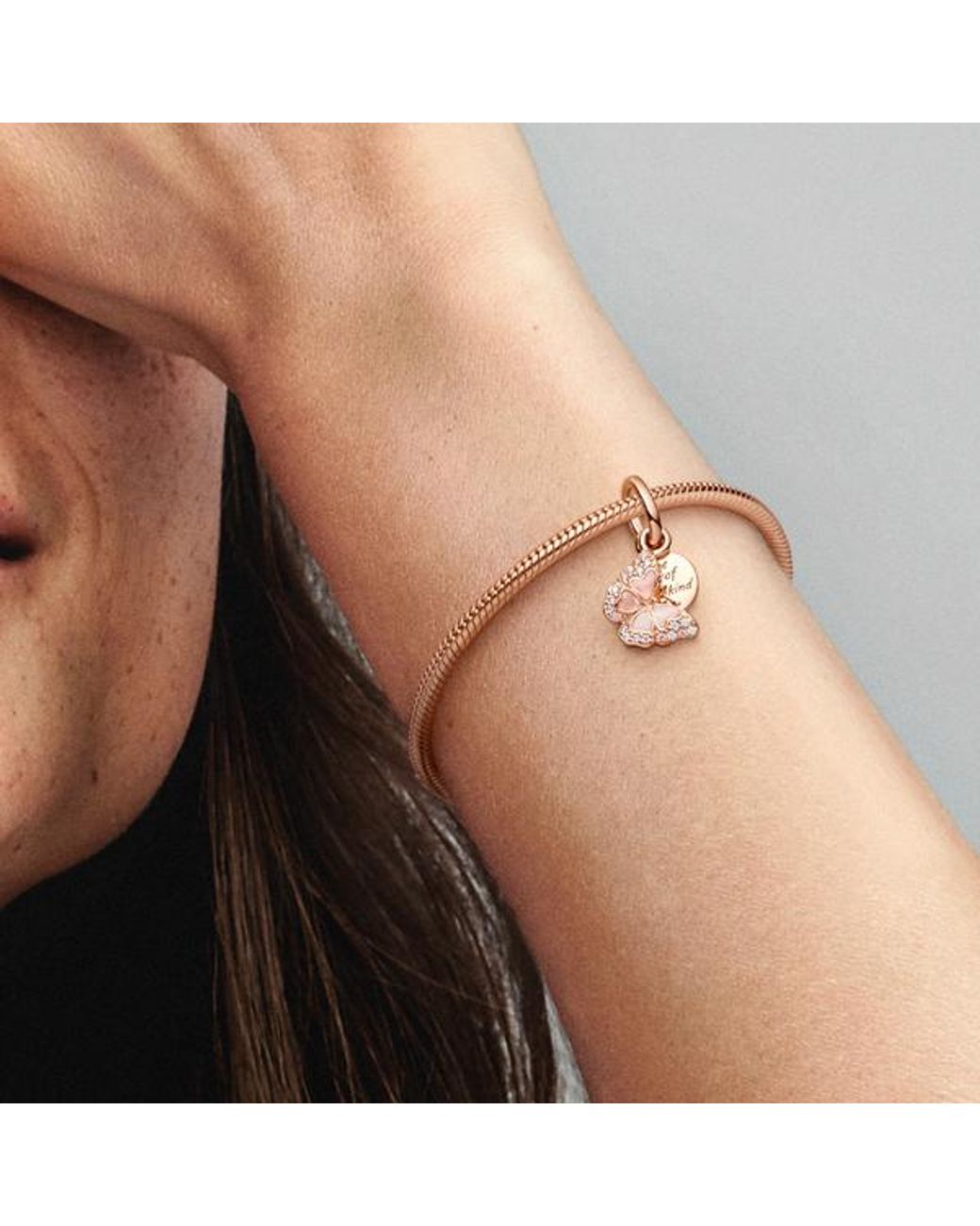 Pandora Pink Butterfly & Quote Double Dangle Charm