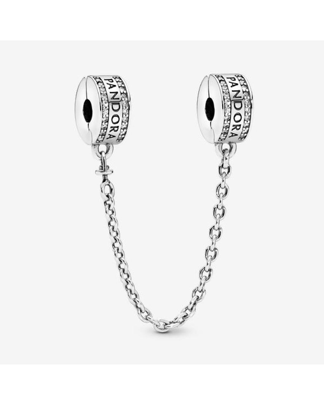 Pandora Metallic Logo Safety Chain Clip Charm