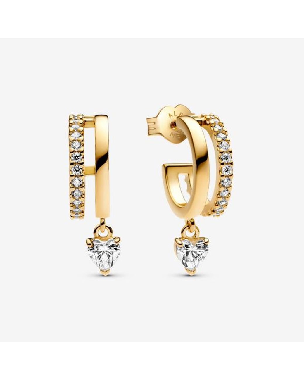 Pandora Metallic Dangling Heart Hoop Earrings