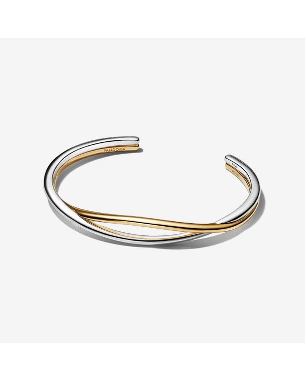 Pandora White Entwined Two-Tone Open Bangle