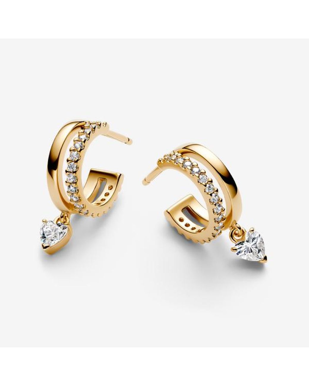 Pandora Metallic Dangling Heart Hoop Earrings