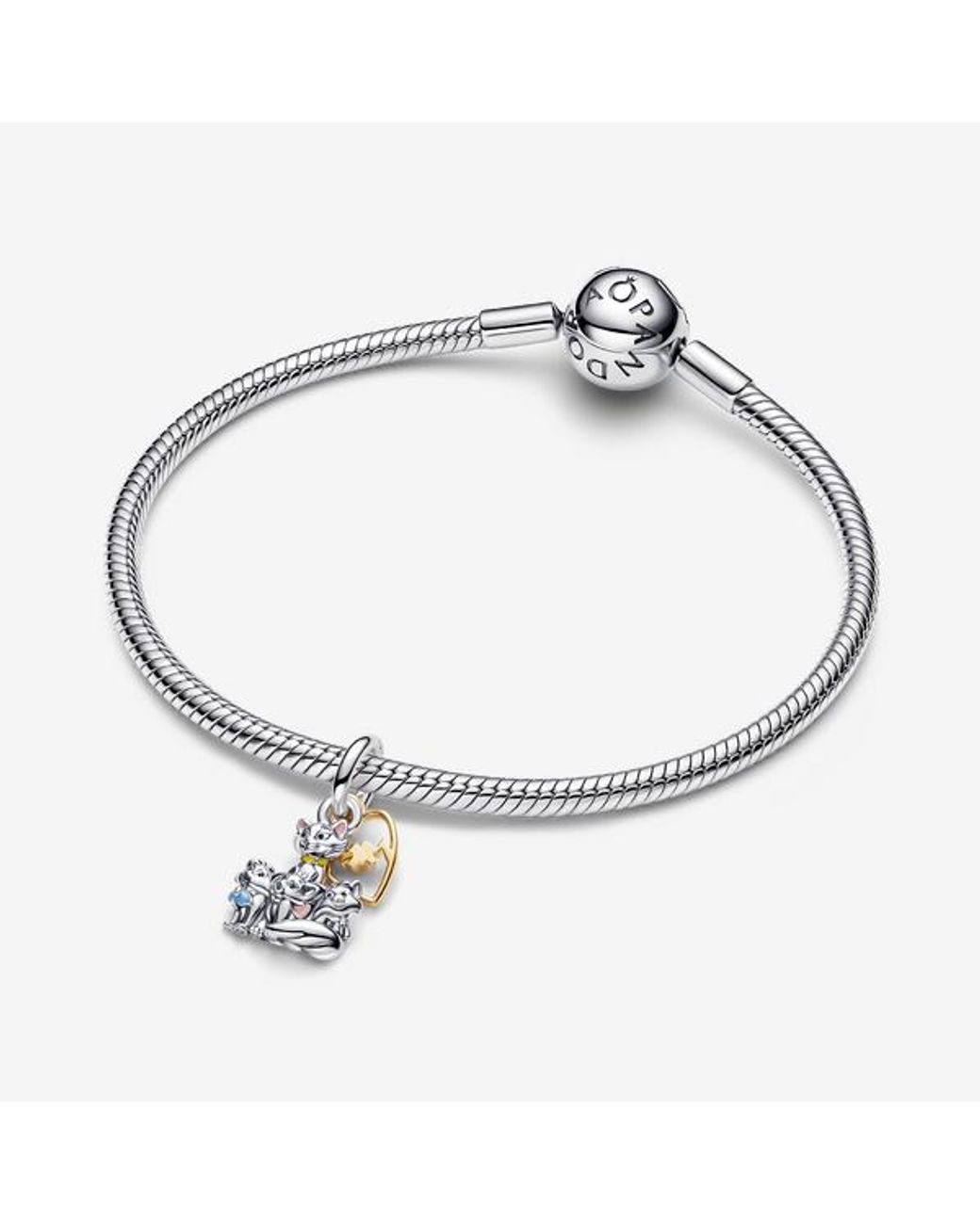 Pandora White Disney Aristocats Duchess & Kittens Dangle Charm