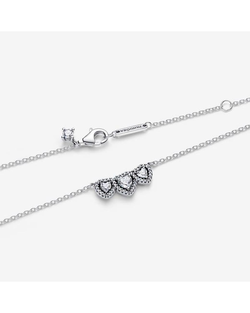 Pandora Metallic Halo Heart Trilogy Collier Necklace