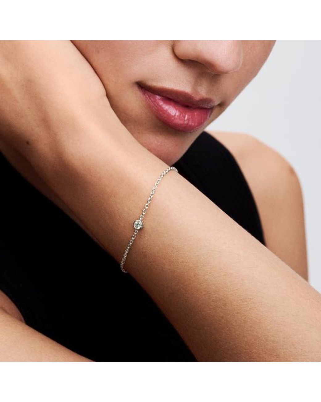 Pandora Metallic Era Bezel Sterling Lab-Grown Diamond Chain Bracelet