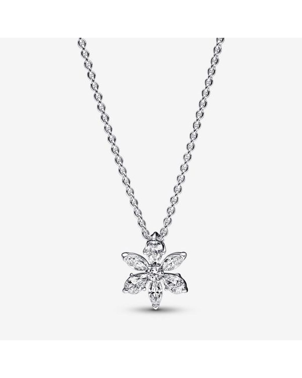 Pandora Metallic Sparkling Herbarium Cluster Drop Collier Necklace