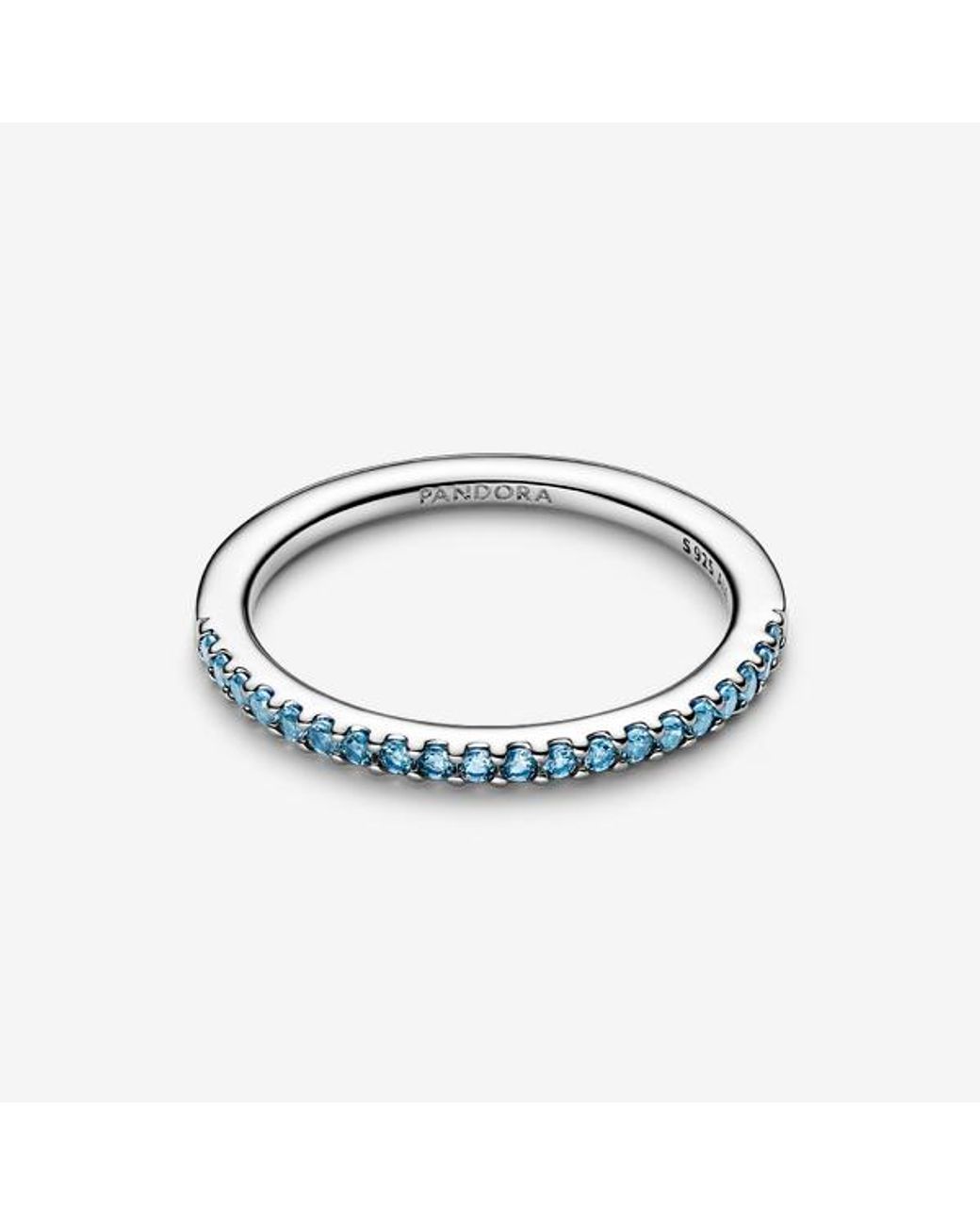 Pandora Metallic Sparkling Aquamarine Half-Eternity Band Ring