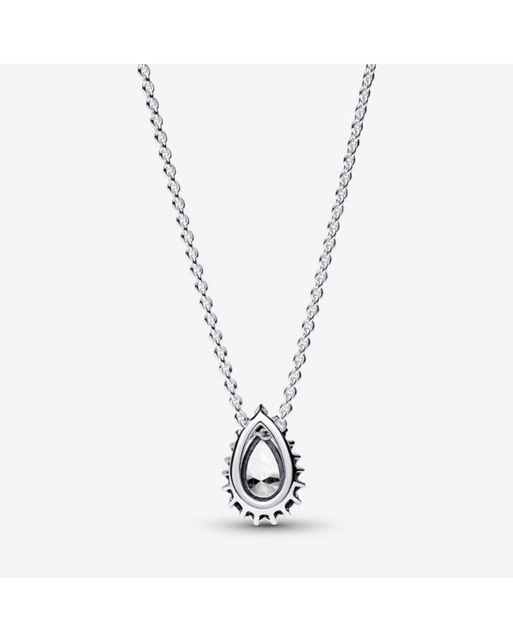 Pandora Metallic Sparkling Pear Halo Collier Necklace