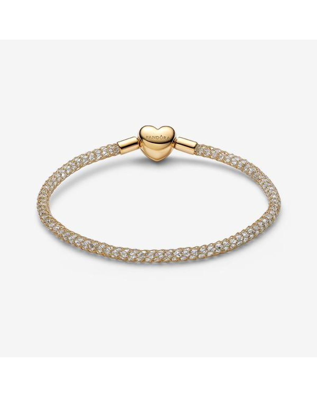 Pandora Metallic Heart Clasp Sparkling Mesh Bracelet