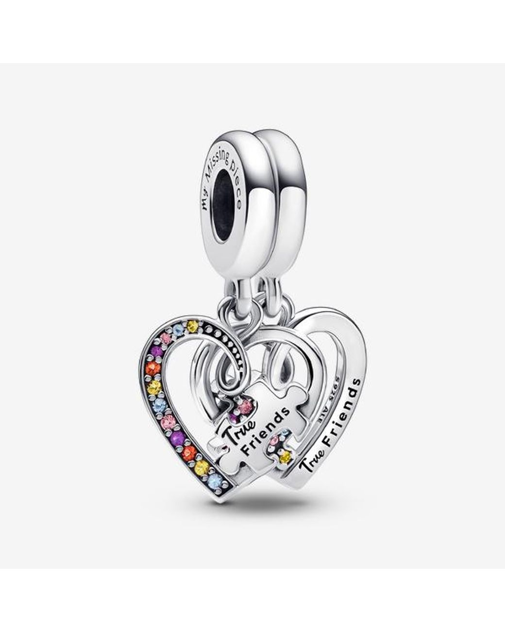 Pandora Metallic Puzzle Piece Hearts Splittable Friendship Dangle Charm