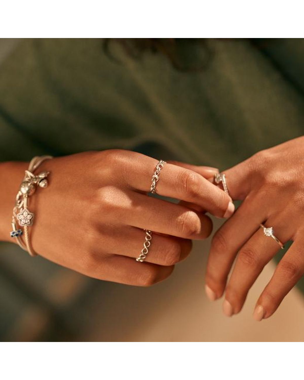 Pandora White Knotted Hearts Ring