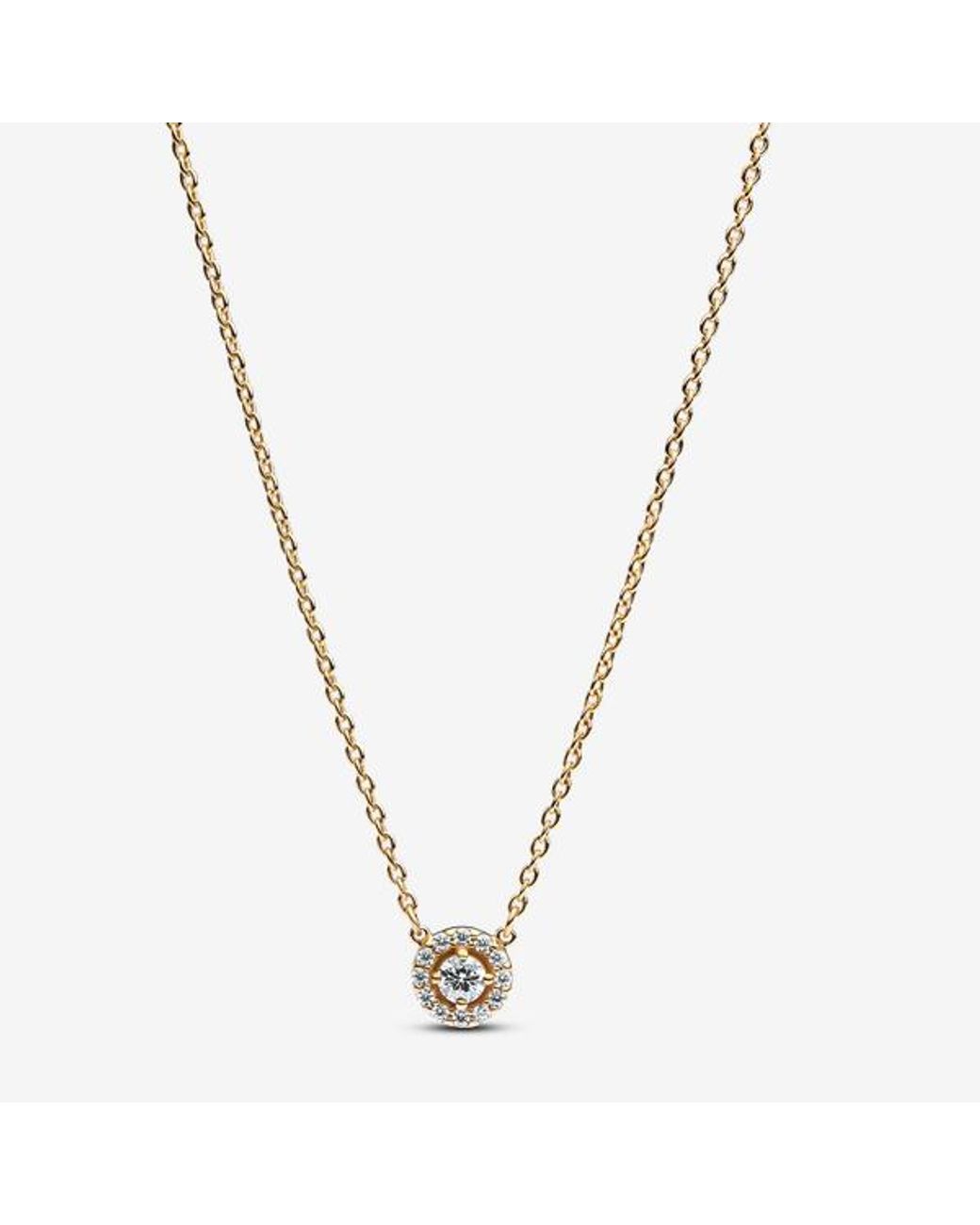 Pandora Metallic Round Pavé Halo Pendant Necklace