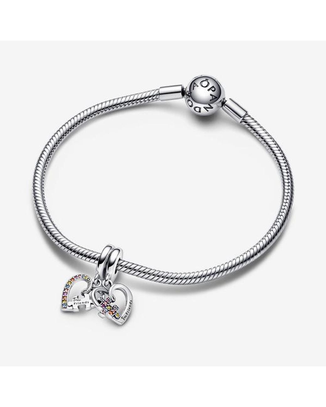Pandora Metallic Puzzle Piece Hearts Splittable Friendship Dangle Charm