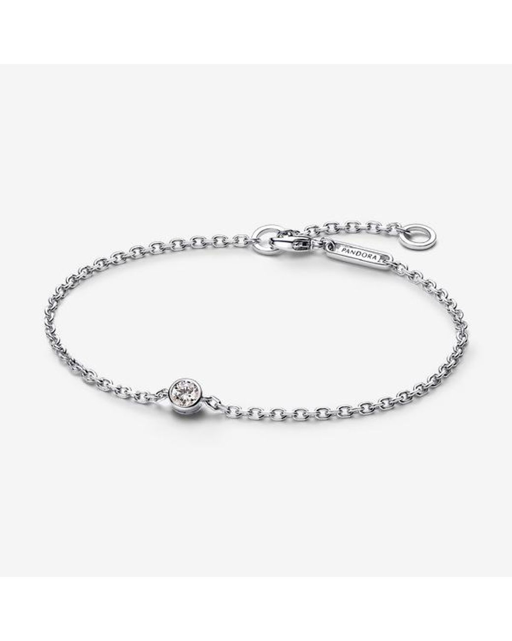 Pandora Metallic Era Bezel Sterling Lab-Grown Diamond Chain Bracelet