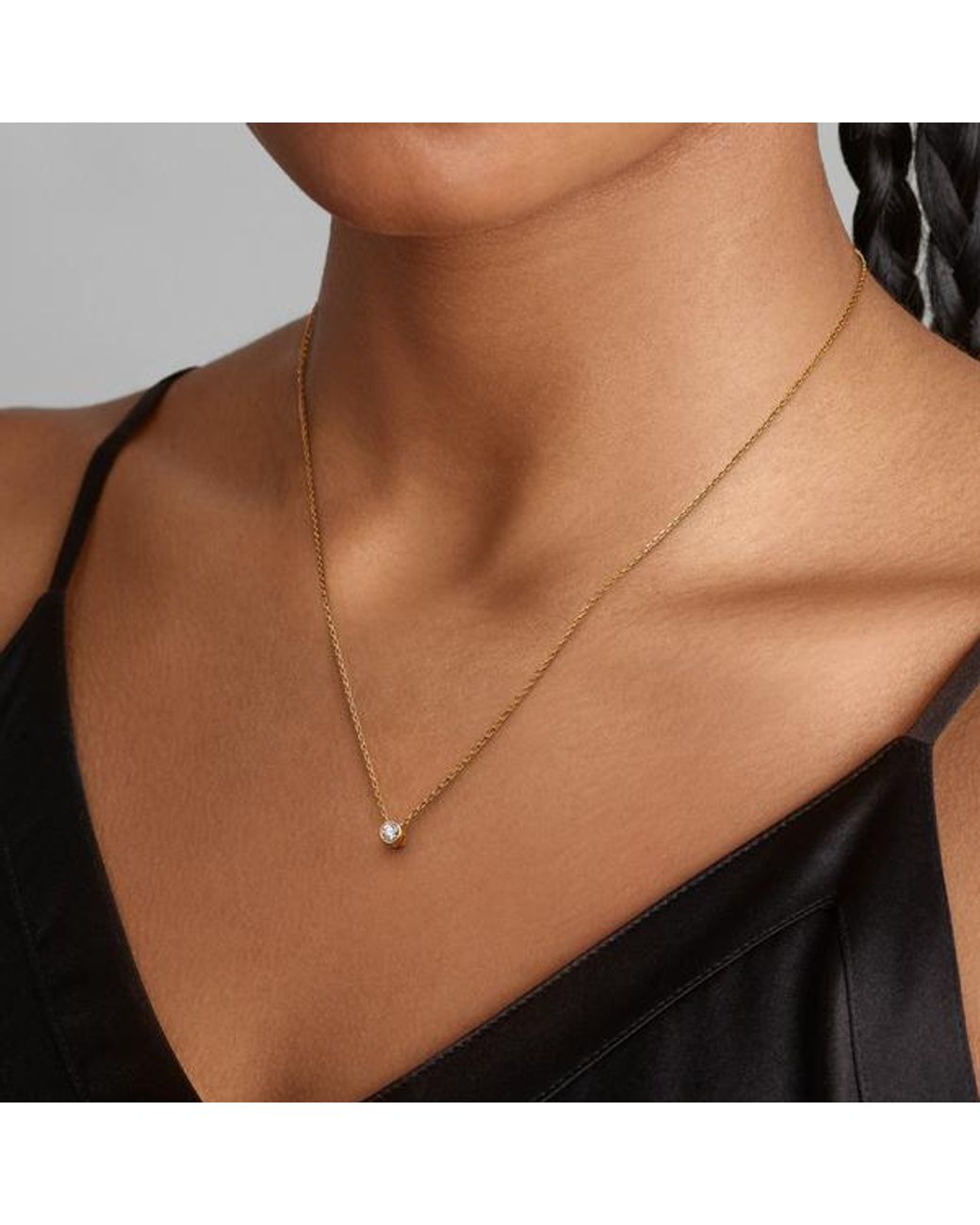 Pandora Metallic Era Bezel 14K Lab-Grown Diamond Pendant Necklace