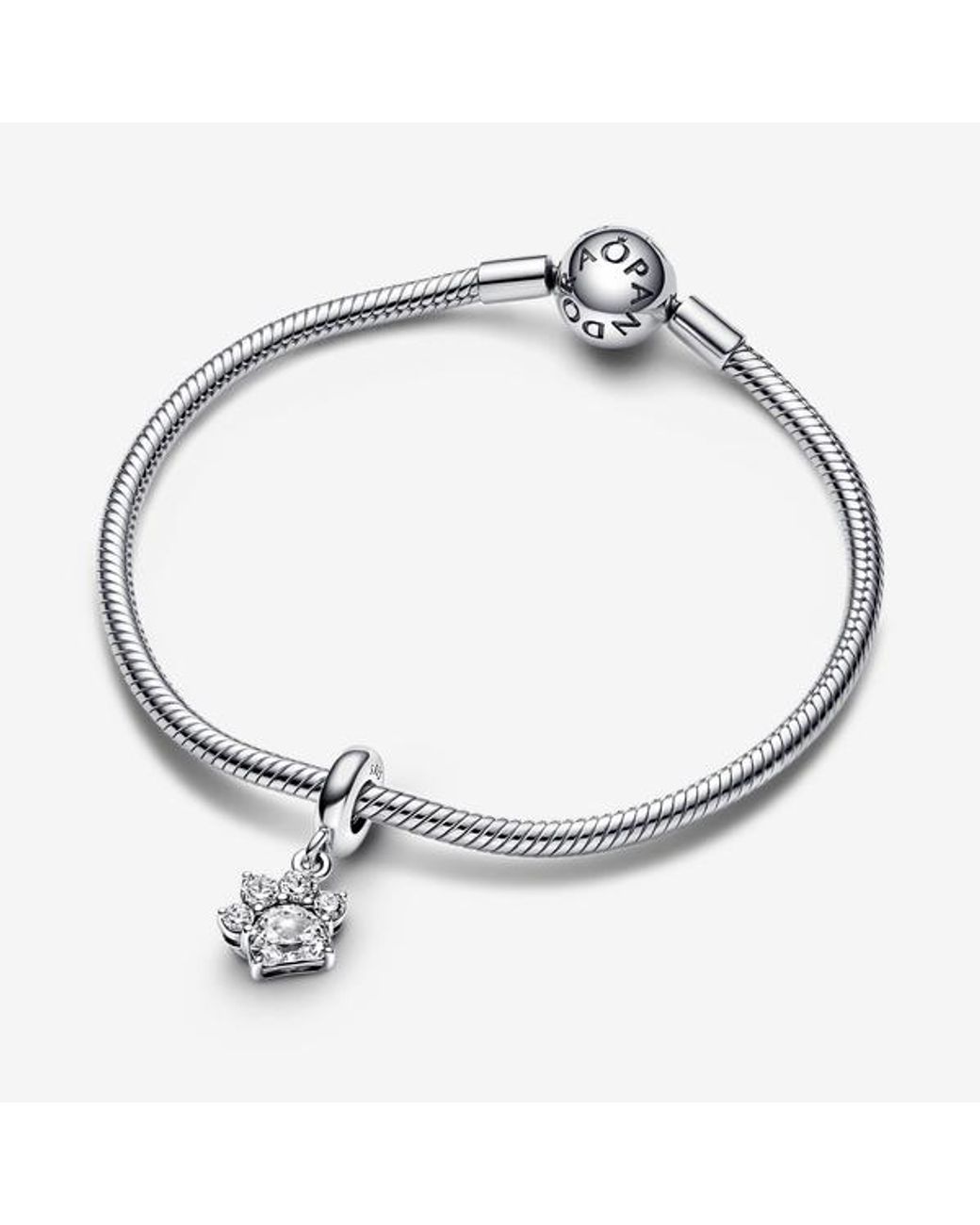 Pandora White Sparkling Pet Paw Print Dangle Charm