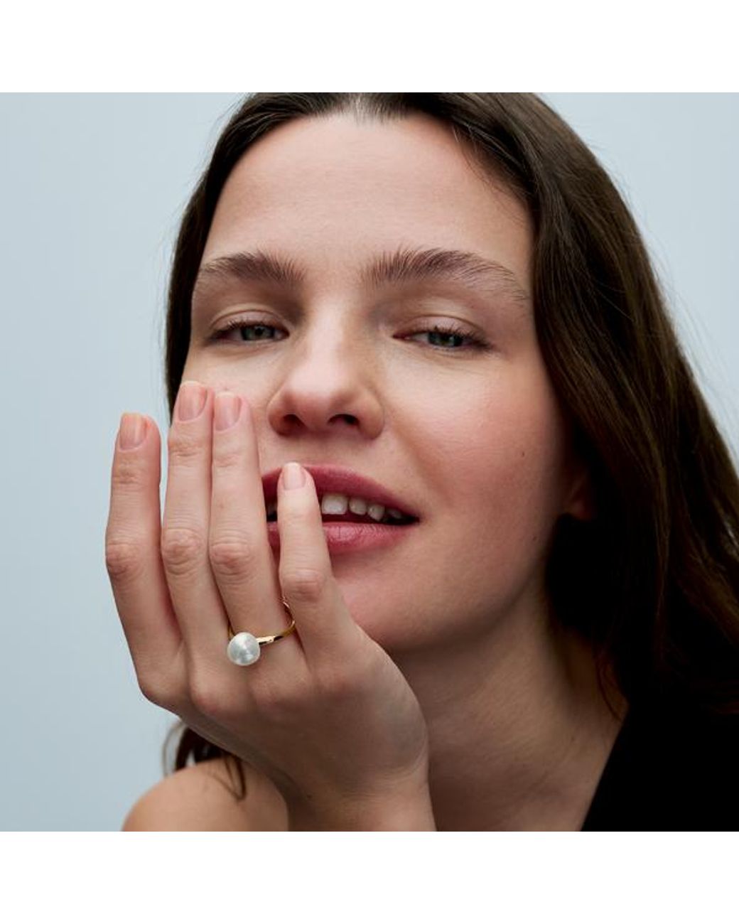 Pandora White Baroque Treated Freshwater Cultured Pearl Ring
