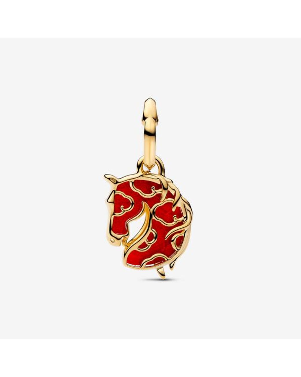 Pandora Red Fire Horse Murano Glass Dangle Charm