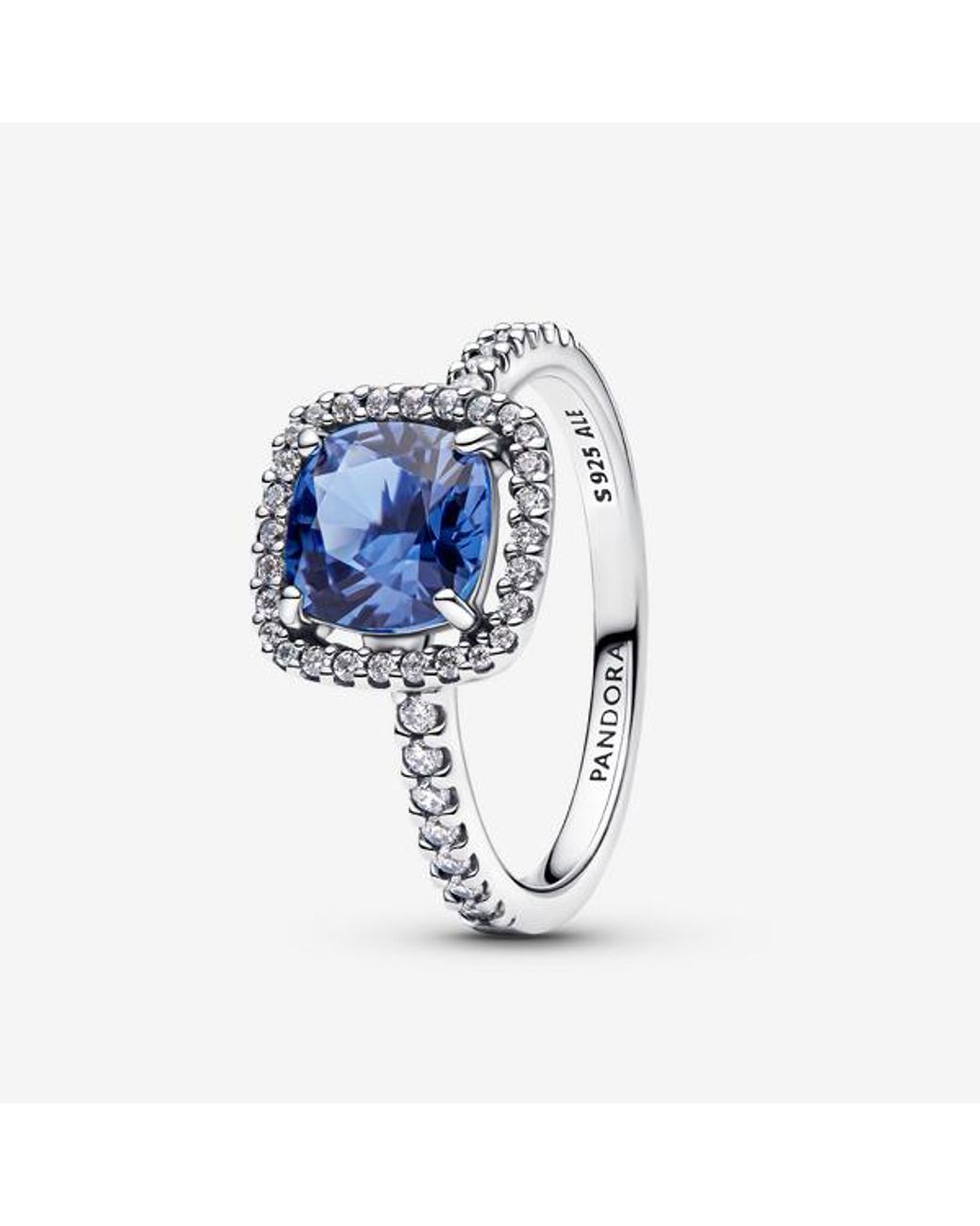 Pandora Blue Sparkling Square Halo Statement Ring