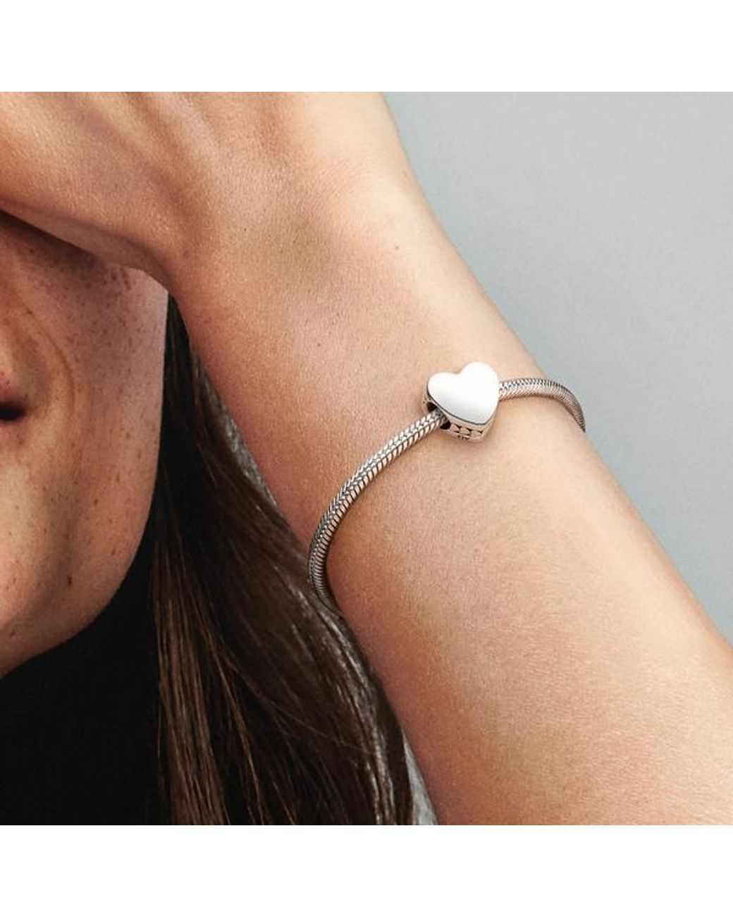 Pandora White Engravable Heart Charm