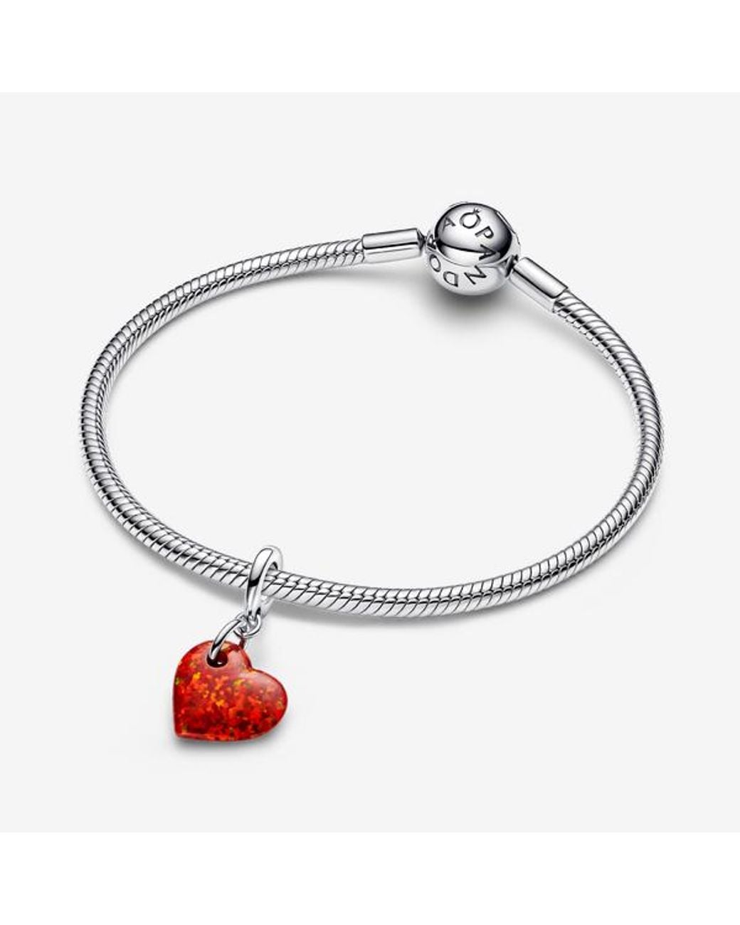 Pandora Red Opalescent Heart Dangle Charm