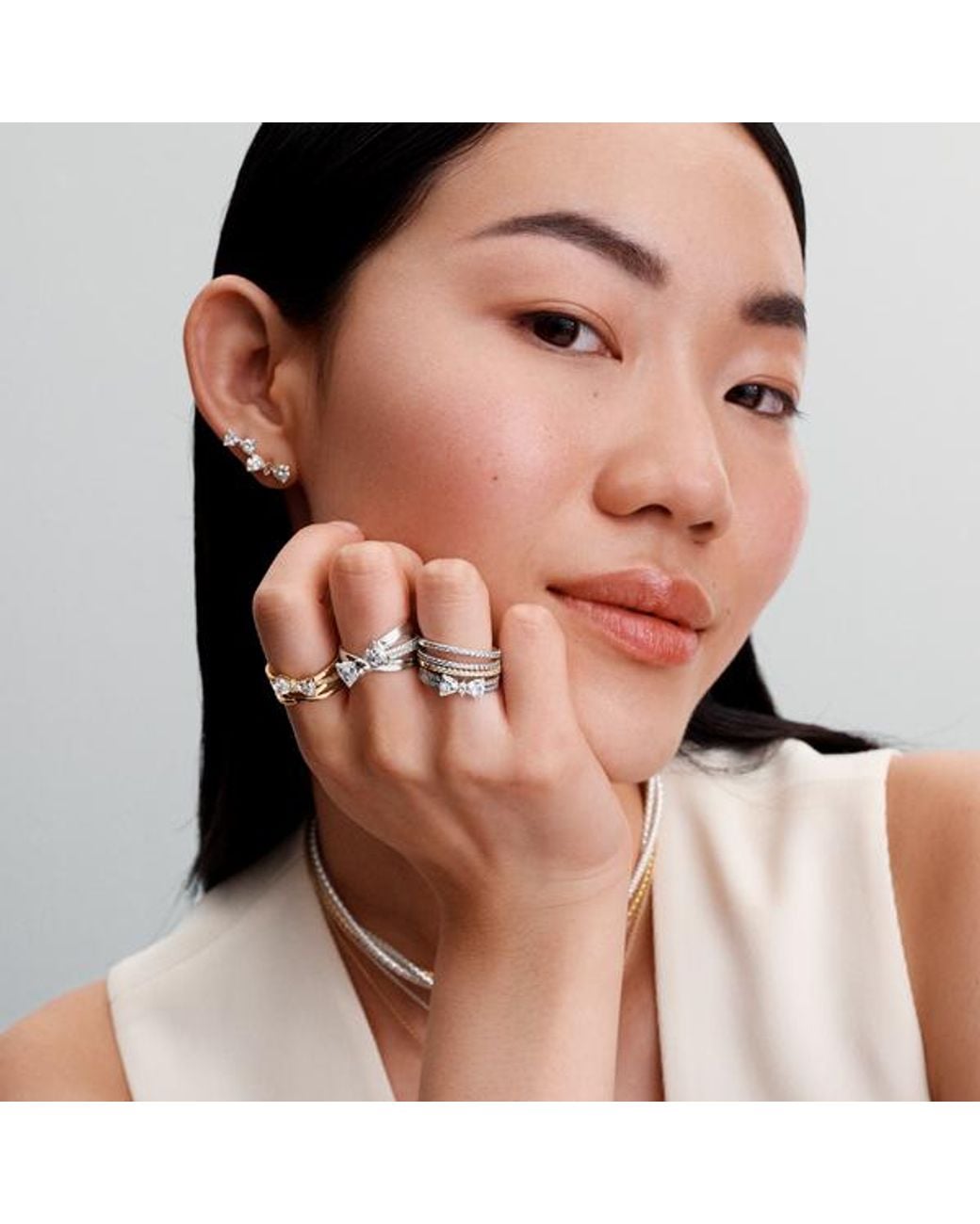 Pandora White Sparkling Bow Stud Earrings