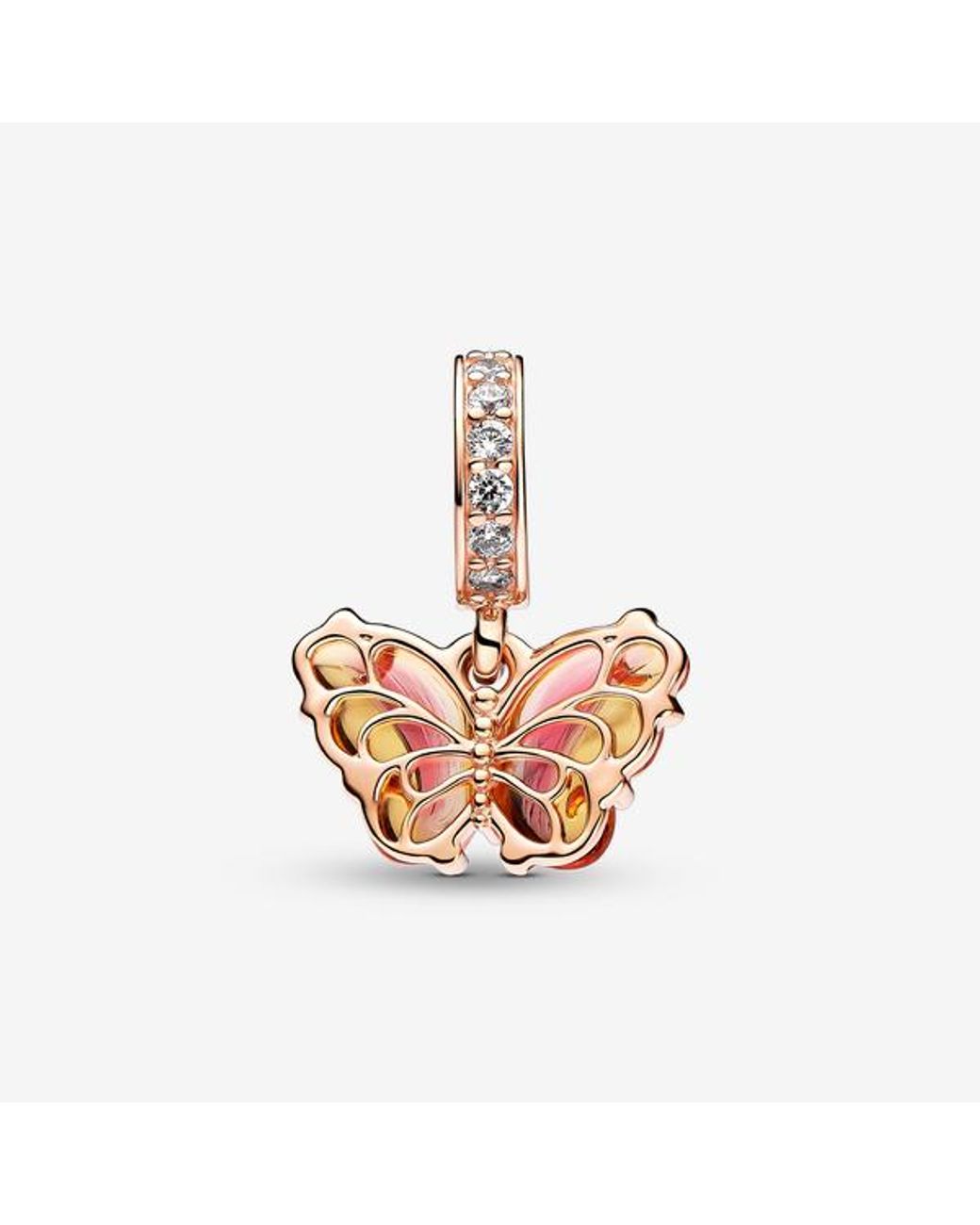 Pandora Pink Murano Glass Butterfly Dangle Charm