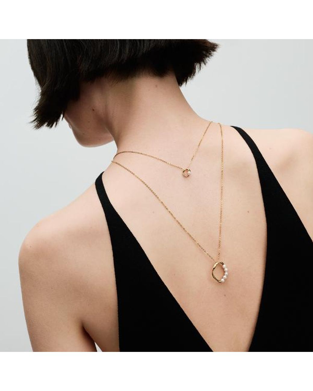 Pandora Metallic Organically Shaped Pavé Circle & Treated Freshwater Cultured Pearl Collier Necklace