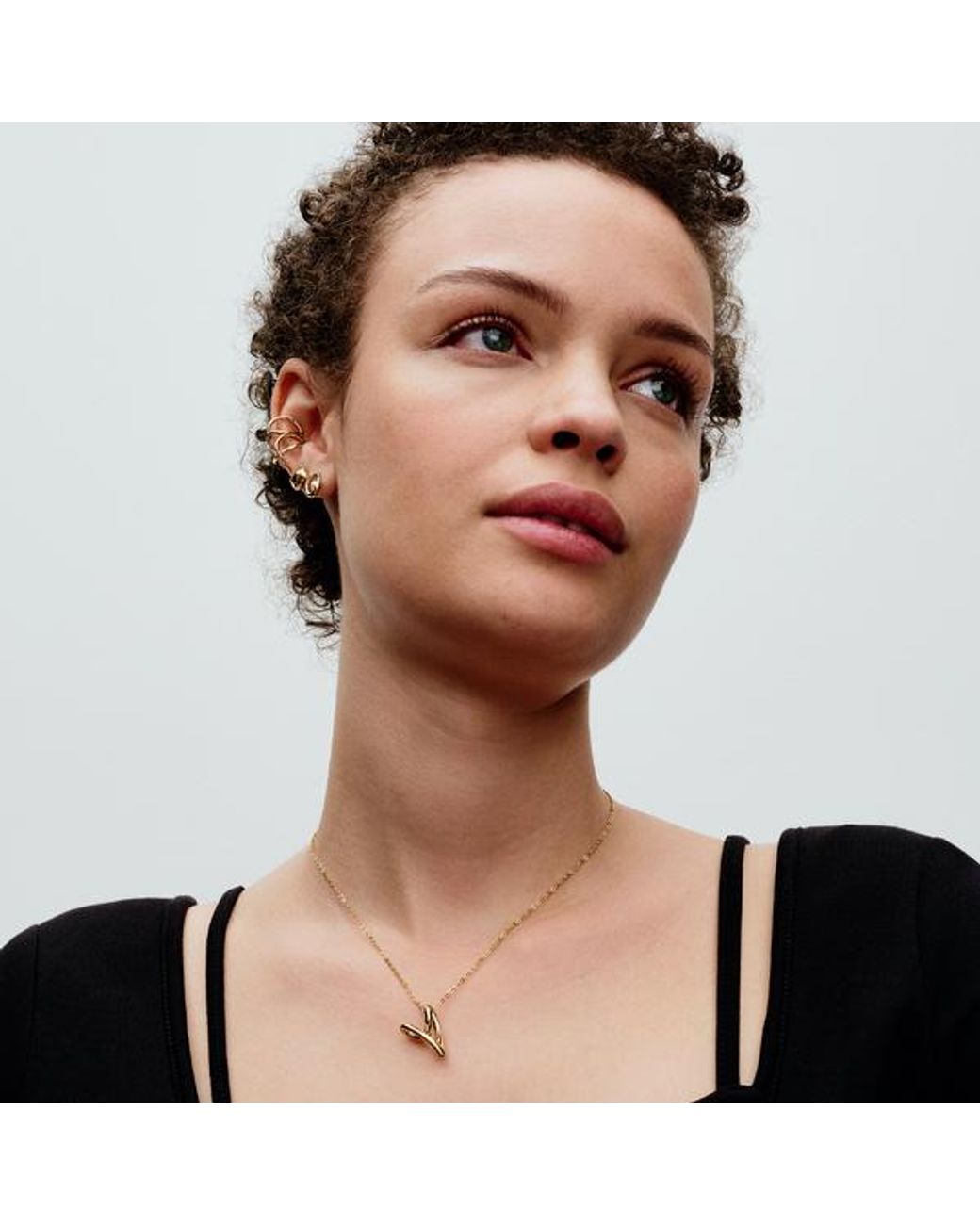Pandora Metallic Organically Shaped Circles T-bar Necklace