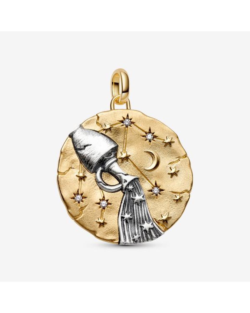 Pandora Metallic Aquarius Zodiac Oversized Medallion Charm