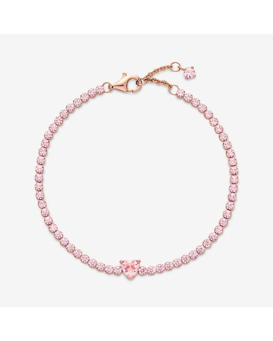 Pandora Pink Sparkling Heart Tennis Bracelet