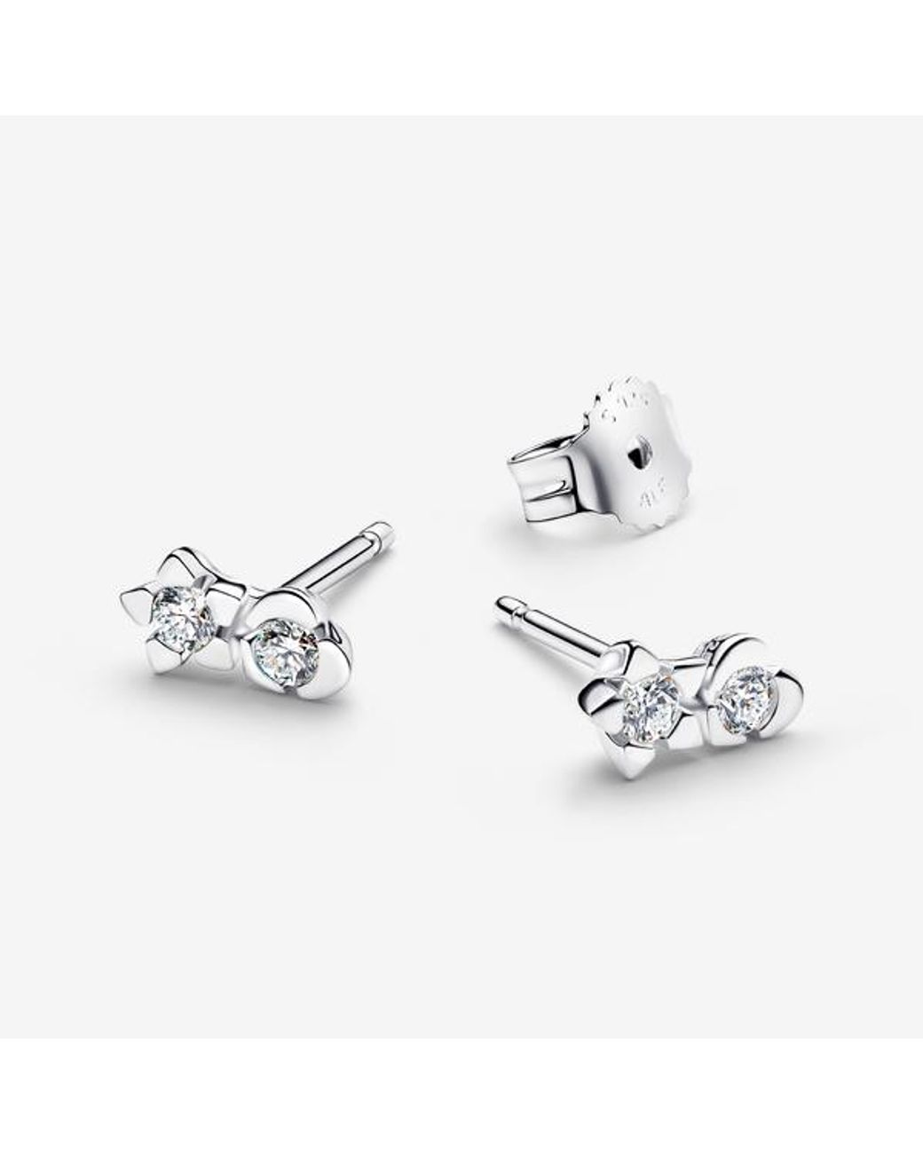 Pandora Metallic Talisman Sterling Lab-Grown Diamond Heart & Star Stud Earrings