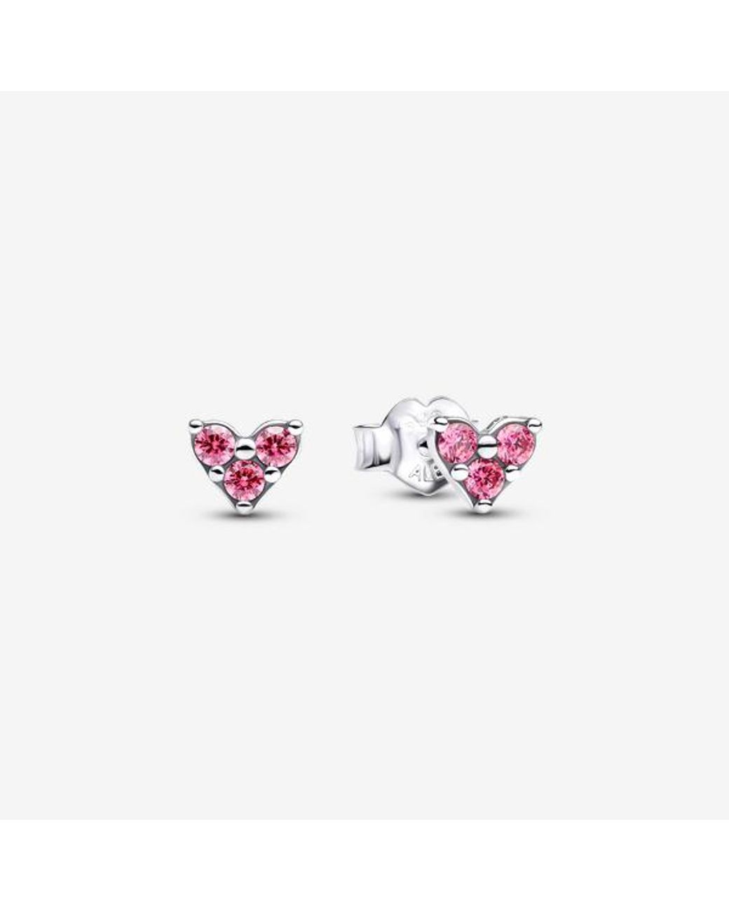 Pandora Pink Triple Stone Heart Stud Earrings
