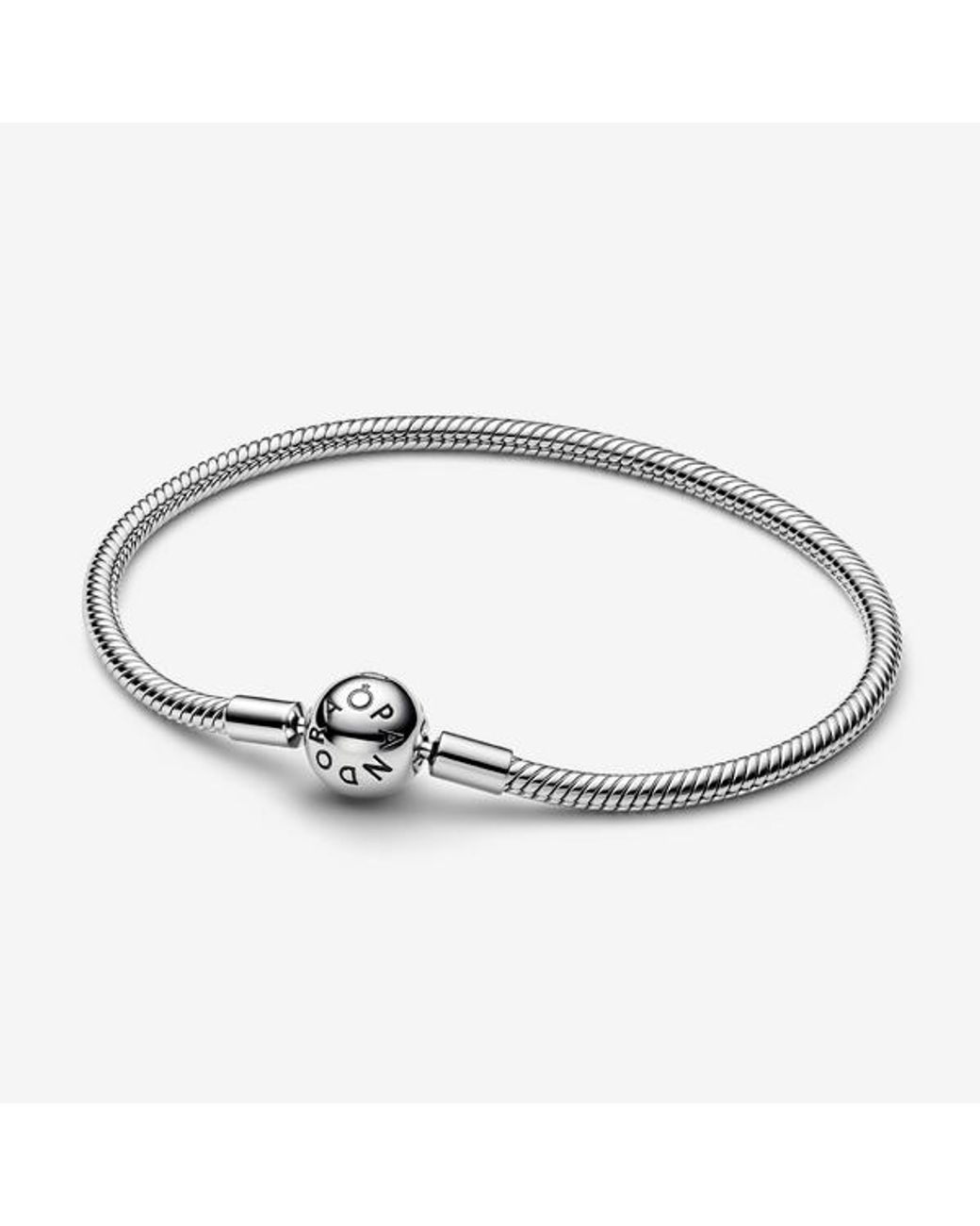Pandora Metallic Moments Platinum-Plated Ball Clasp Snake Chain Bracelet