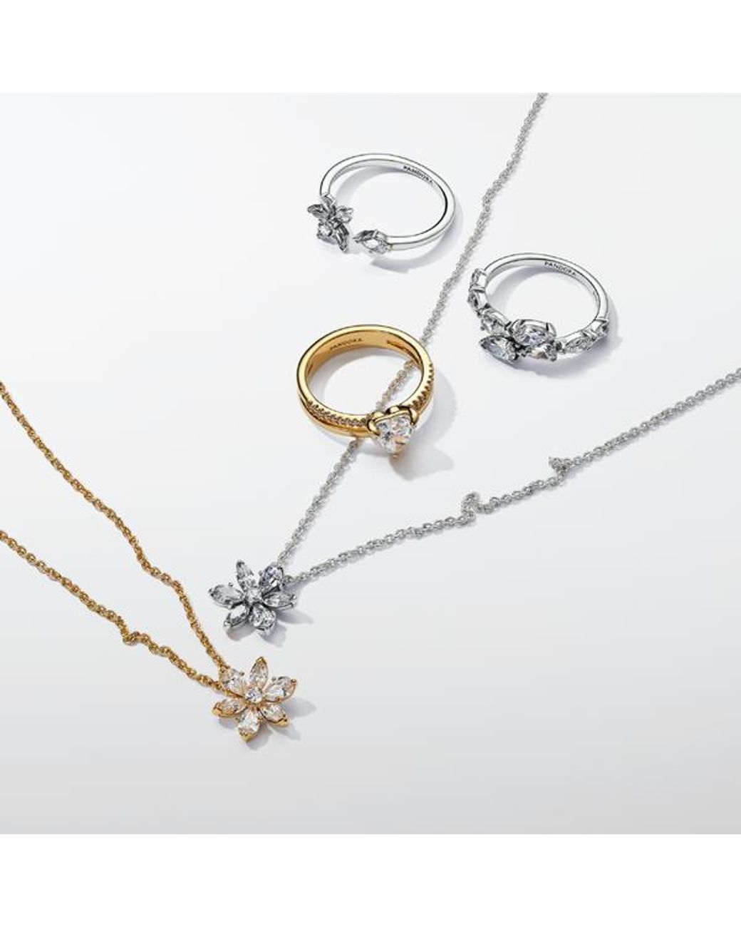 Pandora Metallic Sparkling Herbarium Cluster Drop Collier Necklace