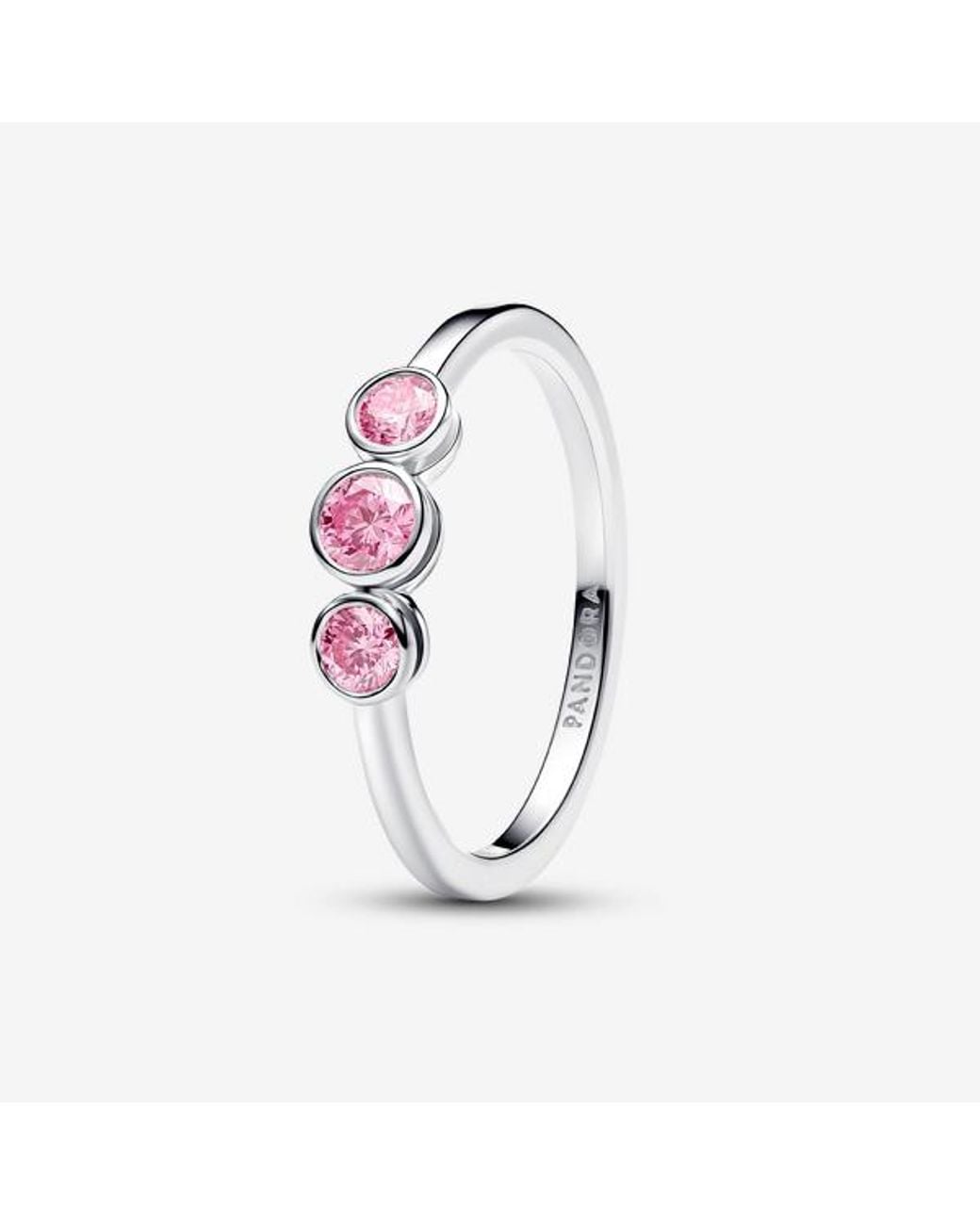 Pandora White Era Bezel Sterling Lab-Grown Diamond Triple Stone Ring