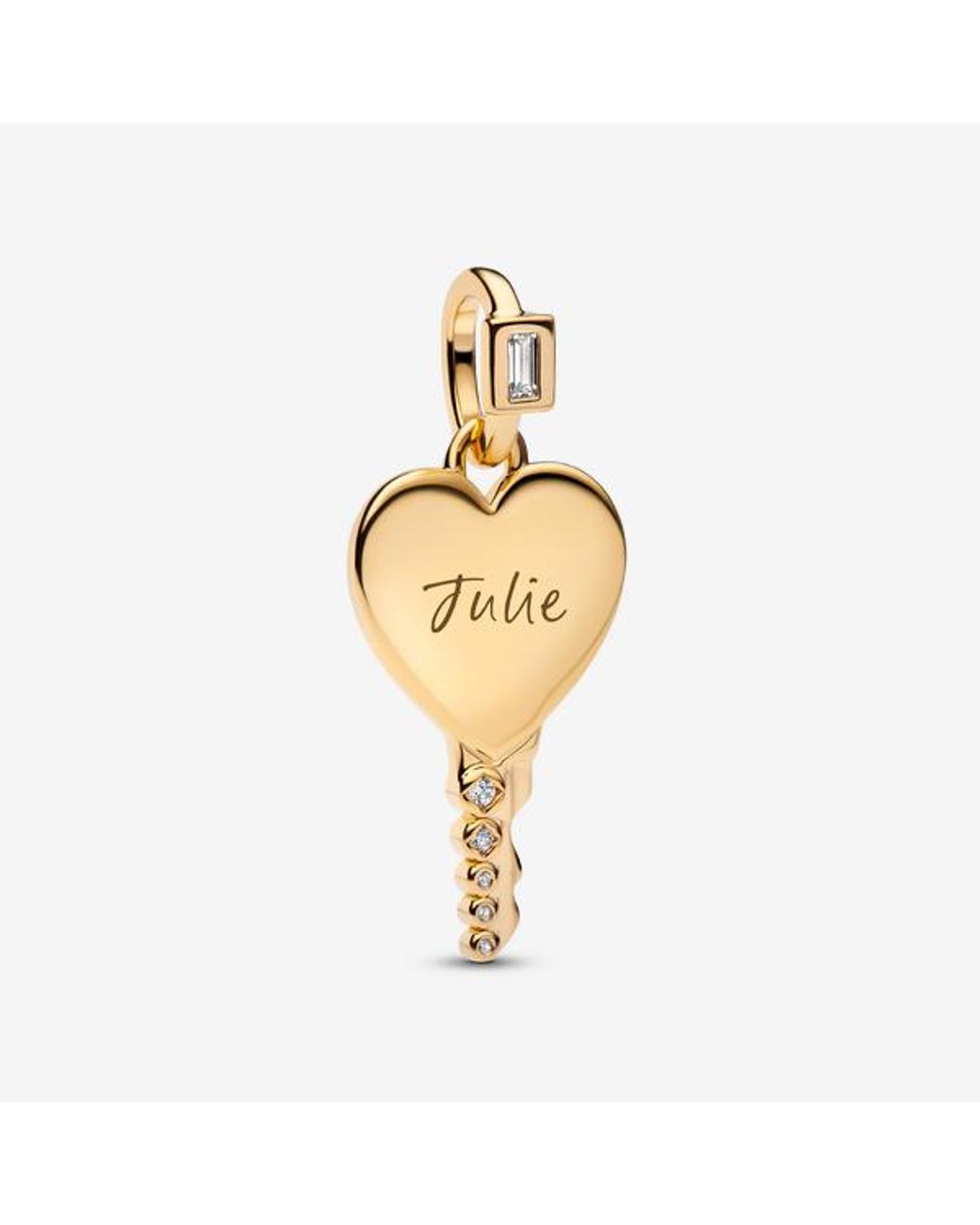 Pandora Metallic Engravable Heart Key Pendant