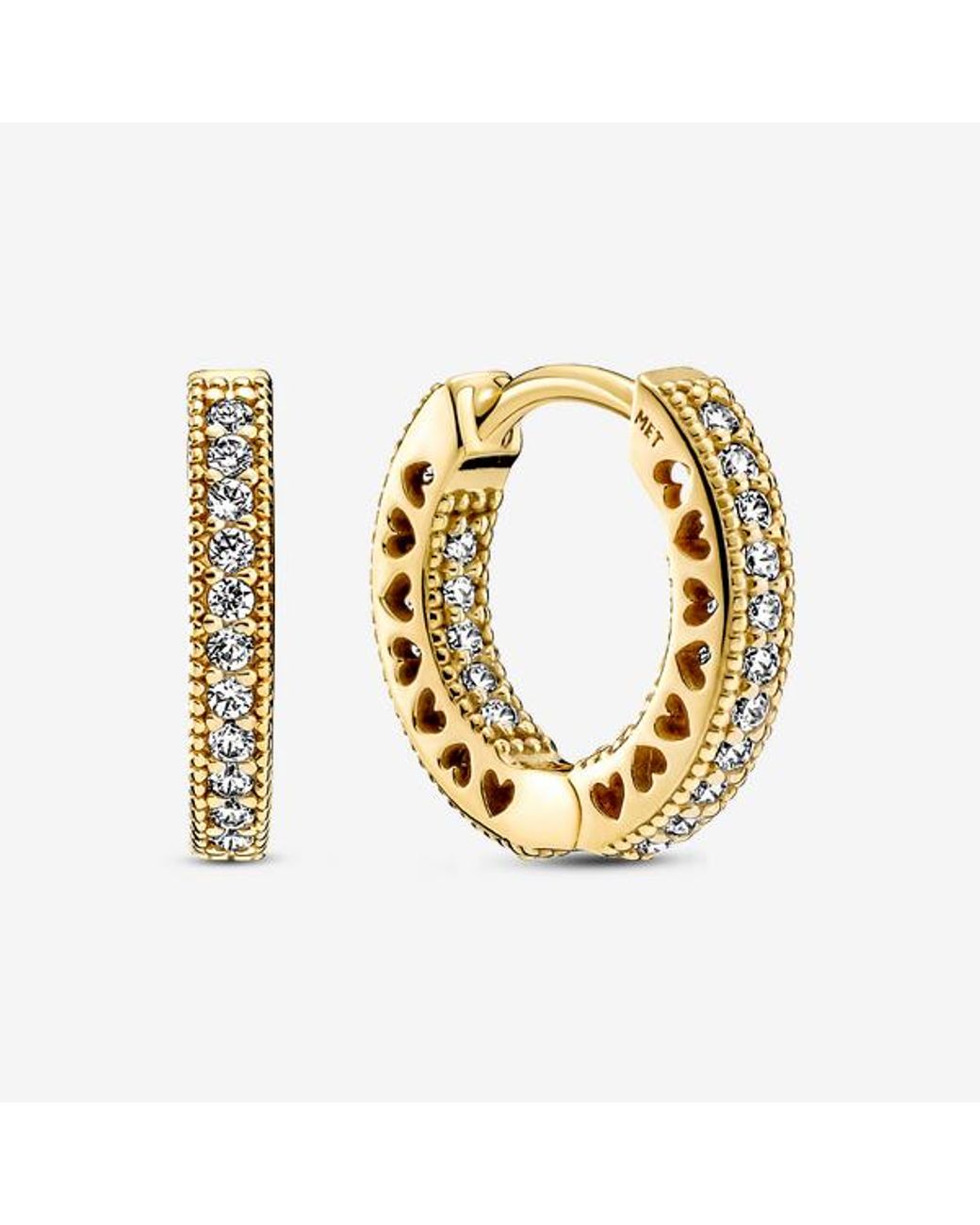 Pandora Metallic Pavé Heart Hoop Earrings