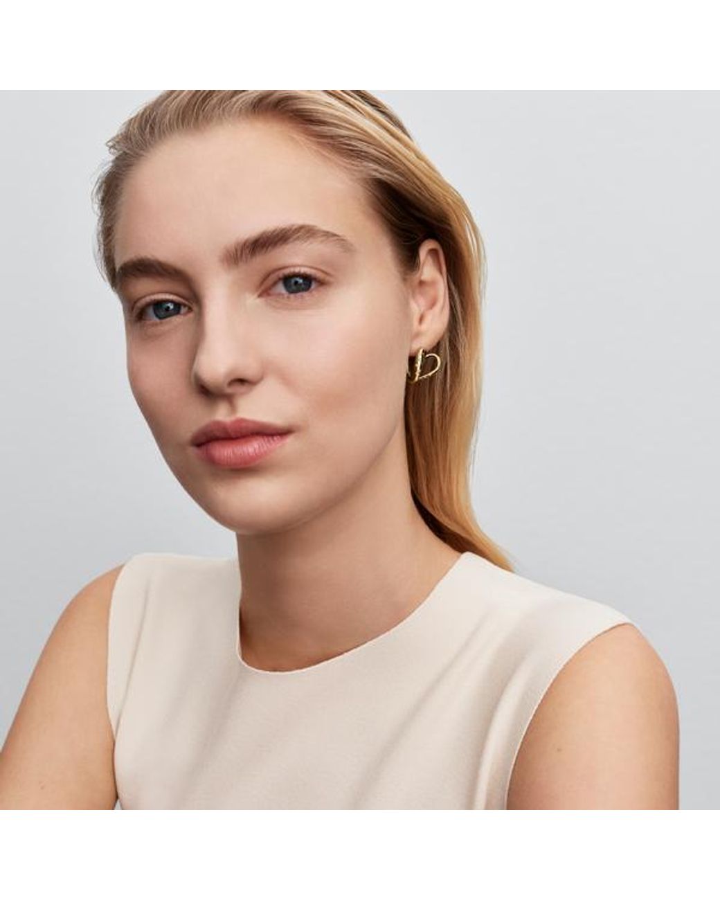 Pandora Metallic Organically Shaped Stone-Set Heart Hoop Earrings