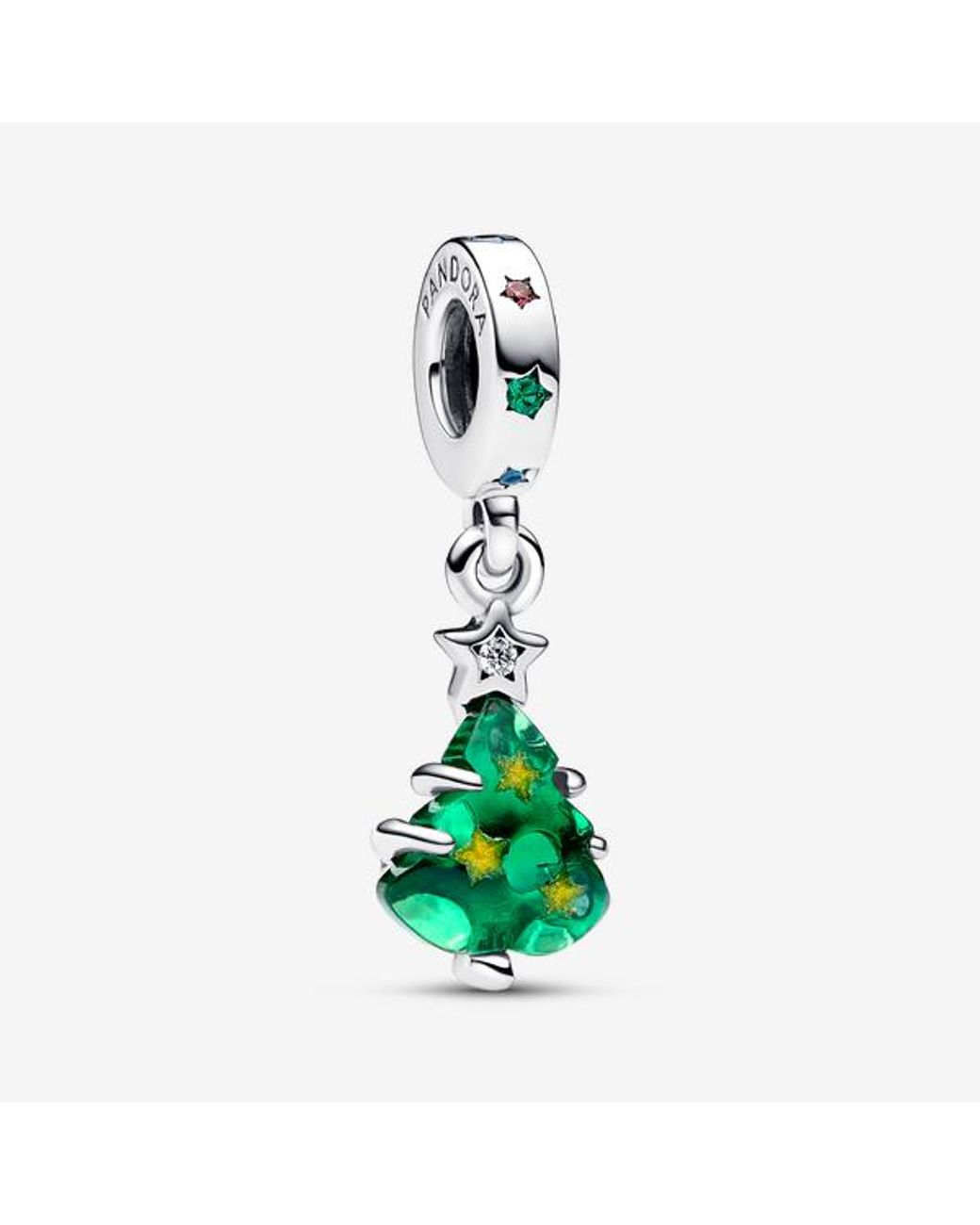 Pandora Green Moments Christmas Tree Sterling Silver Dangle With Clear