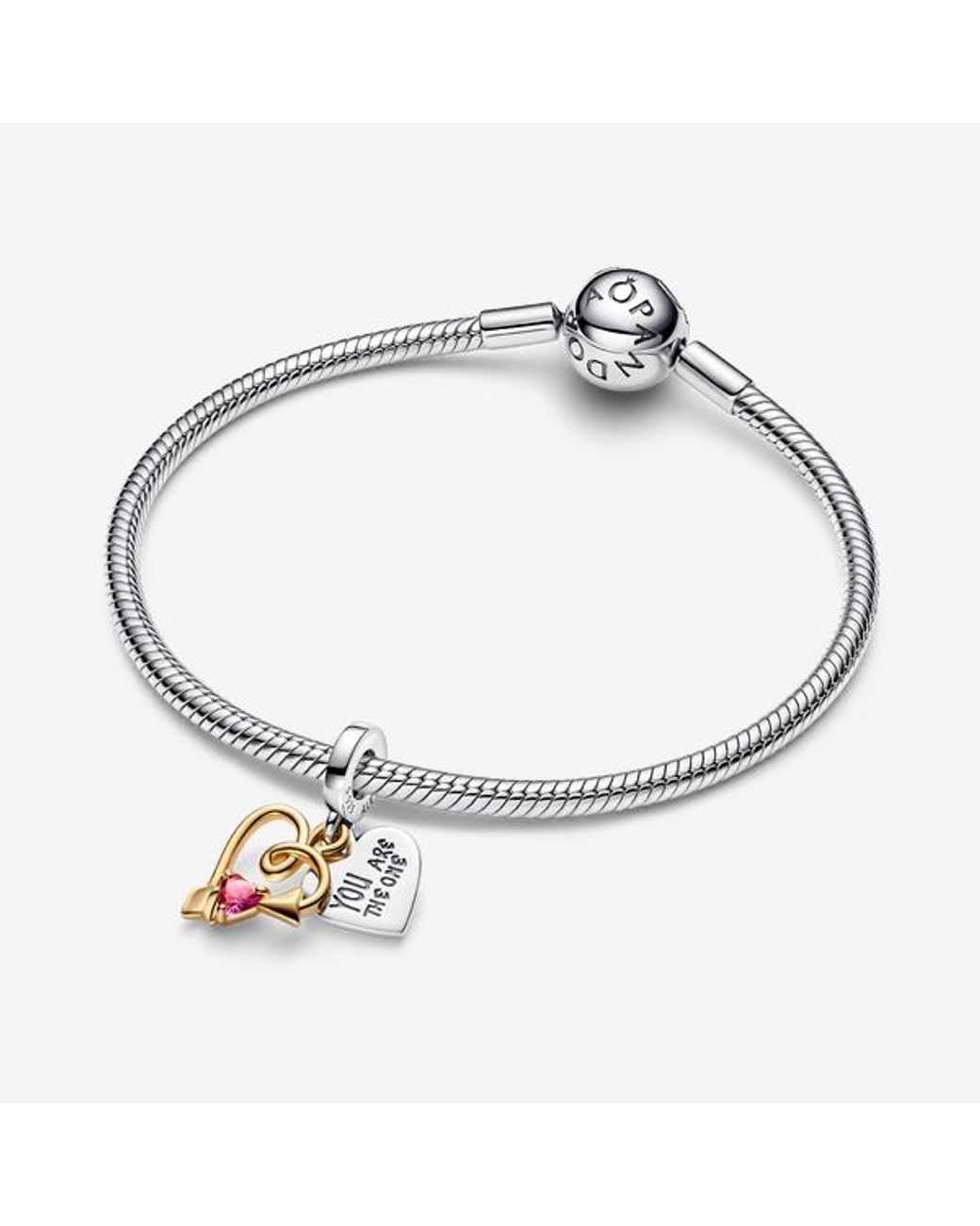 Pandora Metallic Engravable Heart & Arrow Double Dangle Charm