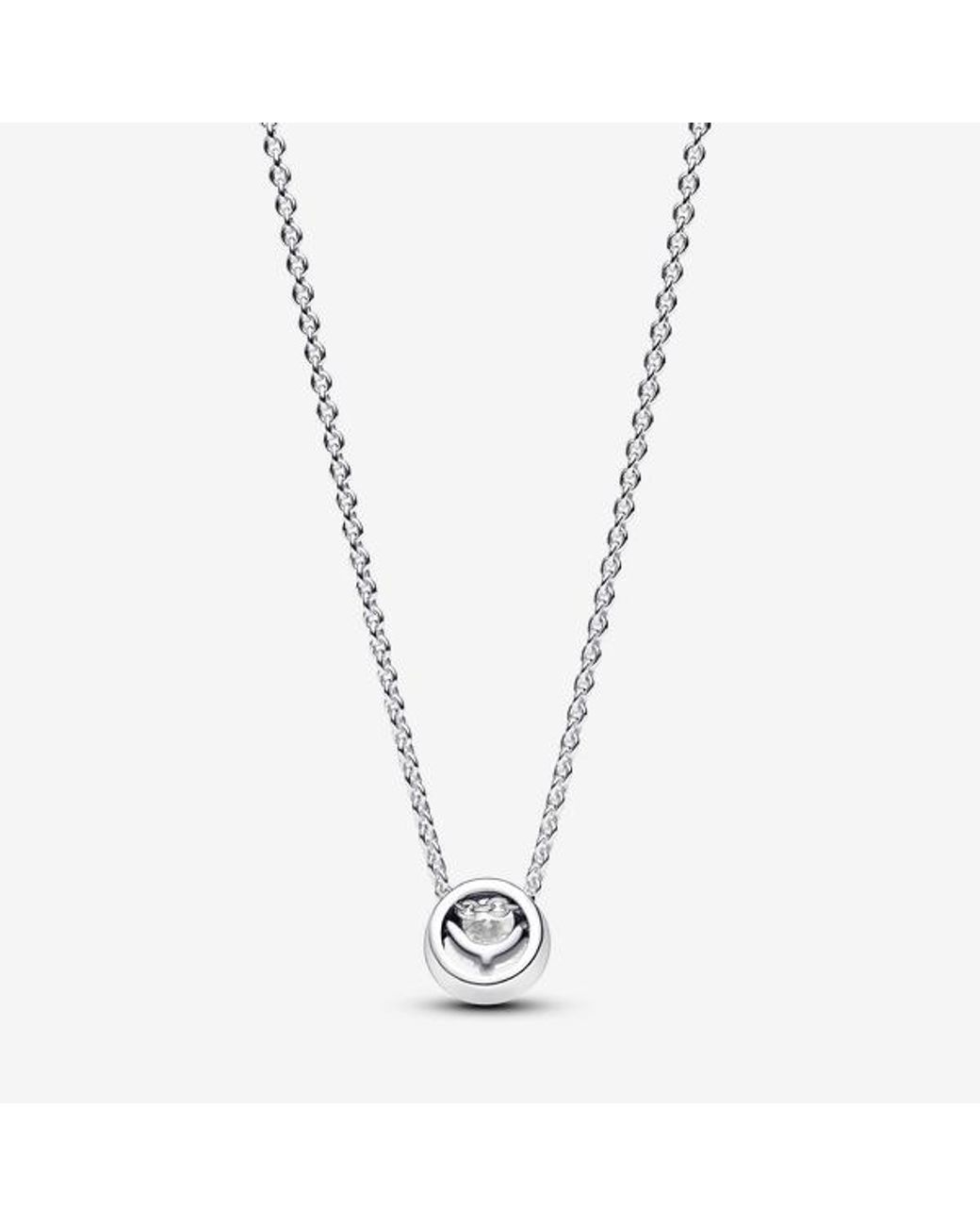 Pandora Metallic Sparkling Round Halo Pendant Collier Necklace