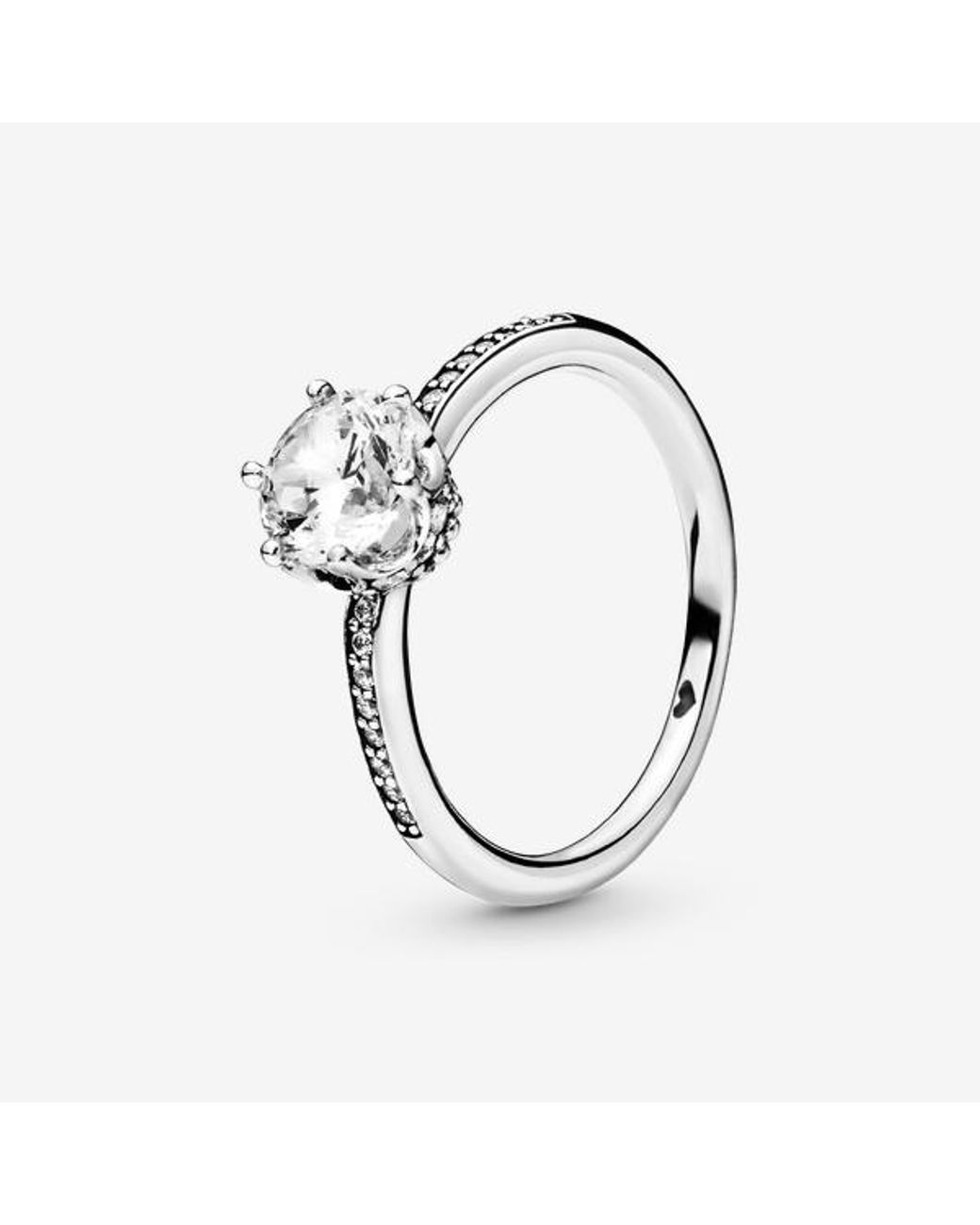 Pandora Metallic Signature Sterling Silver Sparkling Crown Cubic Zirconia Solitaire Ring