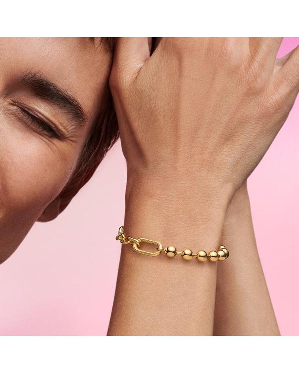 Pandora Metallic Me Metal Bead & Link Chain Bracelet