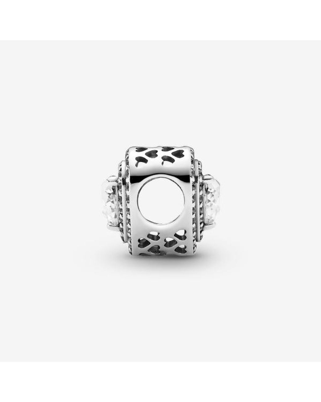 Pandora White Sparkling Levelled Hearts Charm