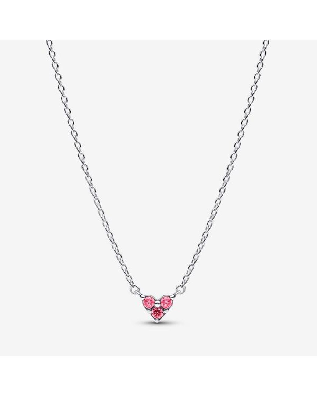 Pandora Metallic Triple Stone Heart Collier Necklace