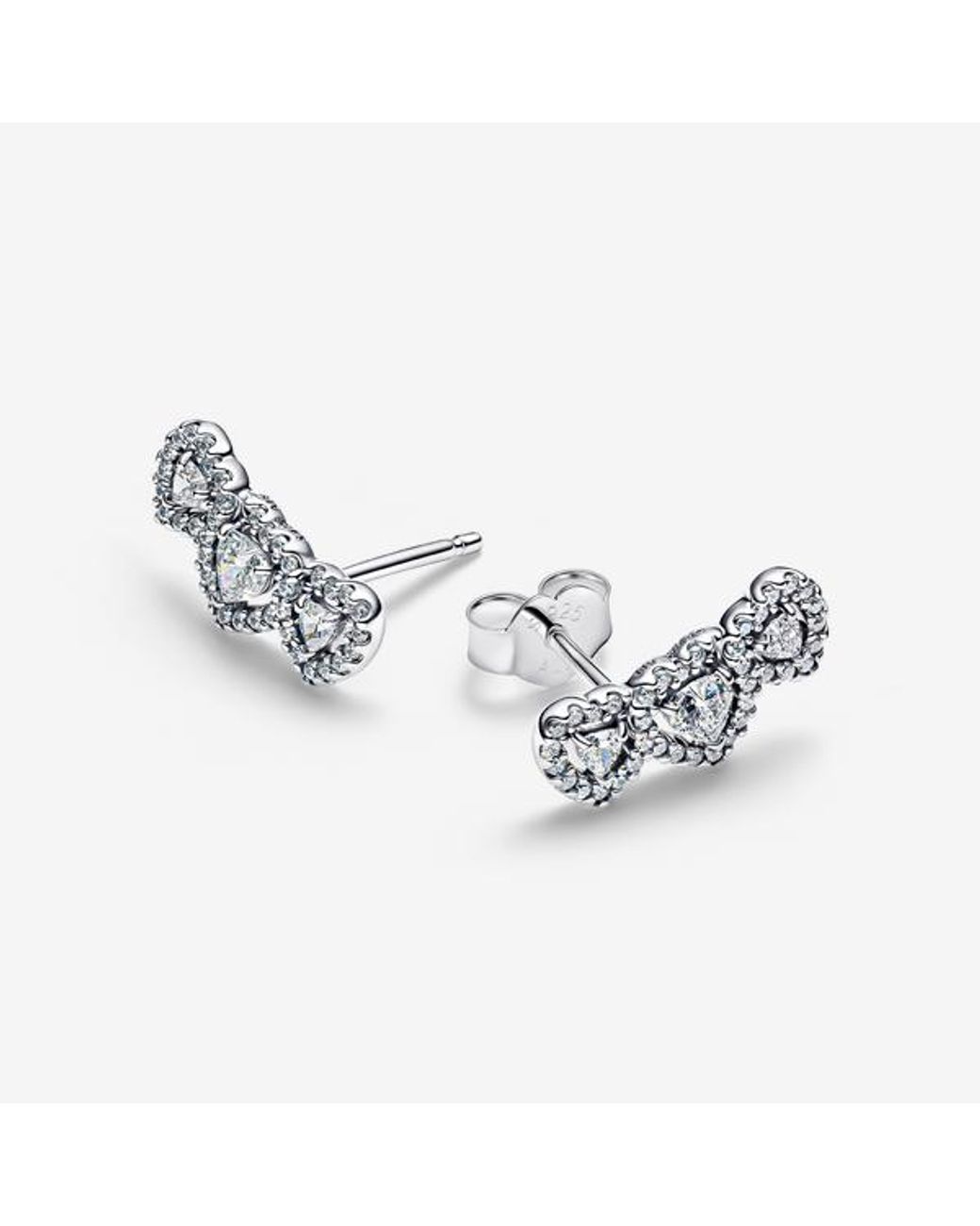 Pandora Metallic Halo Heart Trilogy Stud Earrings