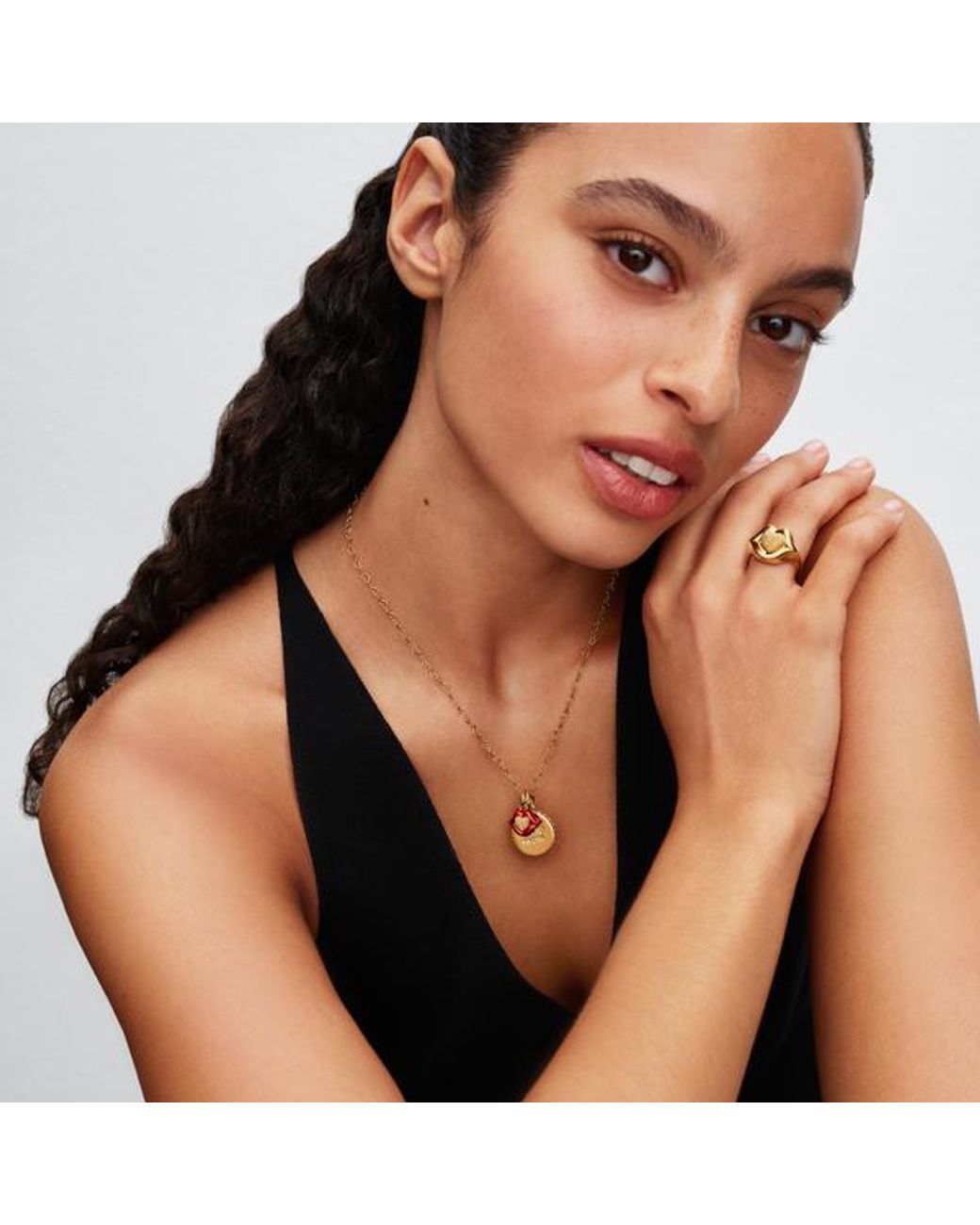 Pandora Metallic Linked Hearts Collier Necklace